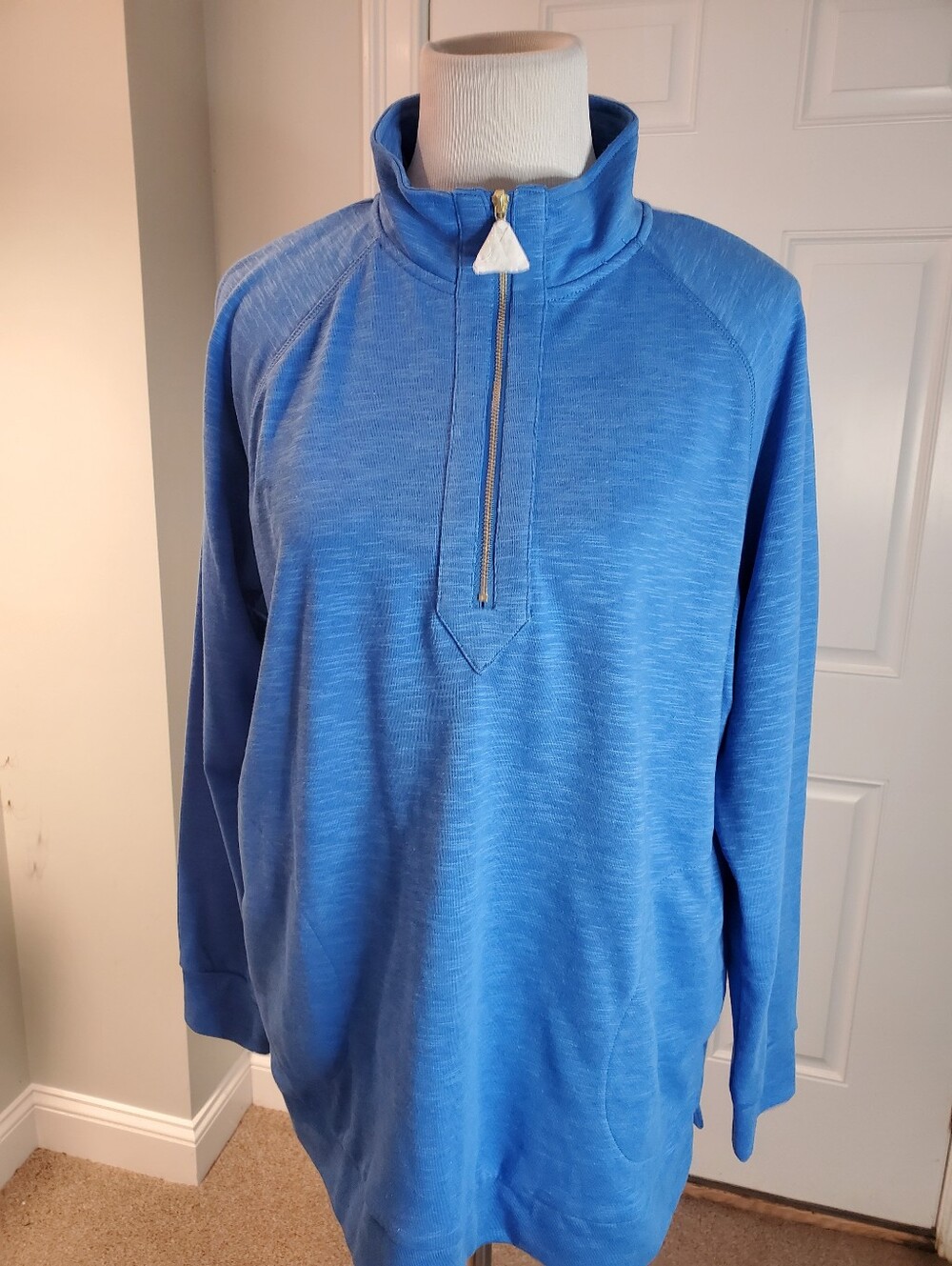 Belle Body By Kim Gravel Slub Knit Half Zip Pullover